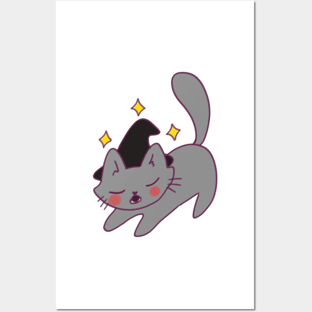 Gray wizard cat Wall Art by Mayarart